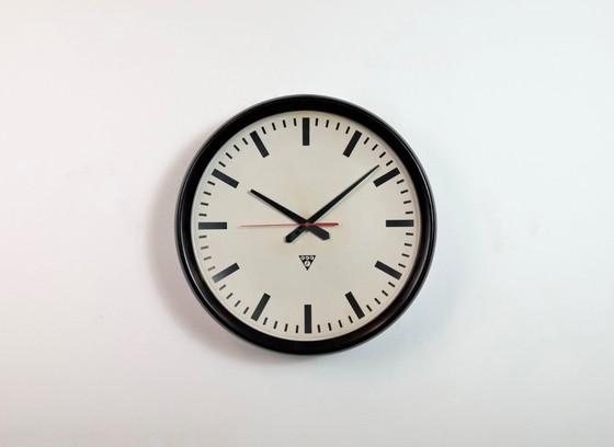 Image 1 of Large Industrial Bakelite Factory Wall Clock from Pragotron, 1950s
