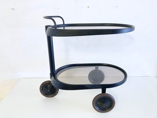Alessi Emsta serveerwagen, ontwerp van Enzo Mari, postmodernistische Memphis-periode uit de jaren 80