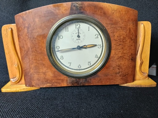 Despertador Wehrle Art Deco Vintage de madera y madera de raíz – años 30/40 – Fabricado en Alemania – klokken, Wood