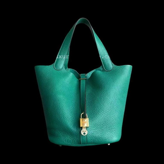 Image 1 of HERMES PICOTIN 22 - BAMBOU VERT VERTIGO CLEMENCE LEER GOUD HARDWARE
