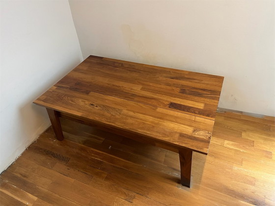 Image 1 of lift-top coffee table in solid Tzalam wood
