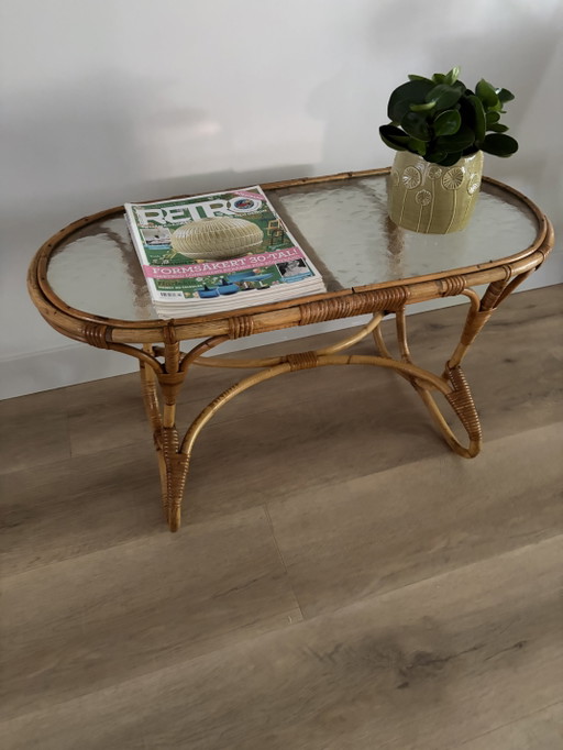 Rattan coffee table by Rohé Noordwolde, 1960s – salontafels, Glass (photo 2 of 15)