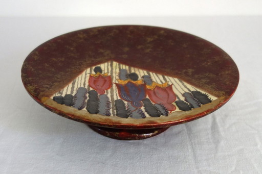 Compotier Louis Dage rouge et doré années 20/30