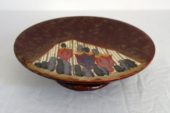 Image 1 of Louis Dage rode en vergulde fruitschaal uit de jaren 20/30