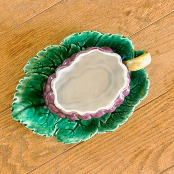 Image 1 of Salsiera in terracotta di Sarreguemines del XIX secolo, uva