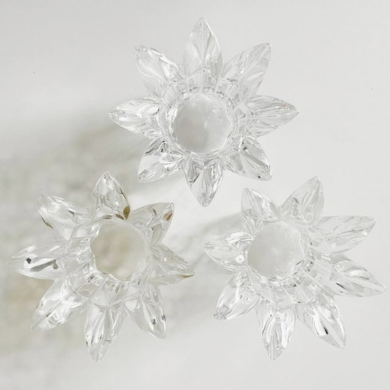 Image 1 of Set Vintage Italiaanse Royal Crystal Rock Laurus Star loodkristal waxinelichthouders 1980's