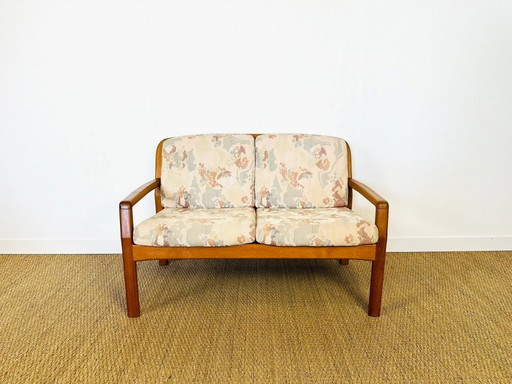 Banquette danoise en teck et tissu floral par Dyrlund, Danemark, 1960s