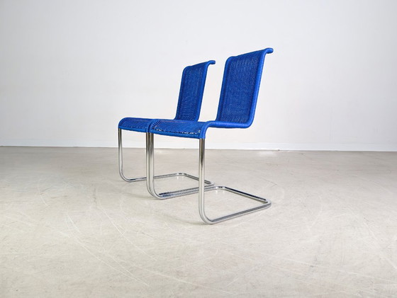 Image 1 of Conjunto original de 2 sillas cantilever Tecta B20 Jean Prouve silla cantilever azul