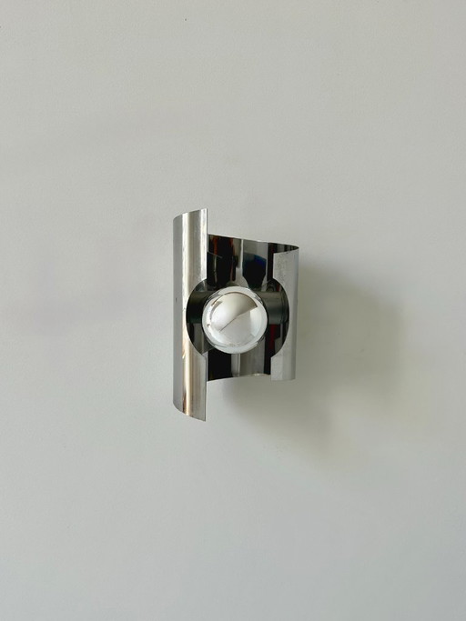 Vintage wall light, chrome-plated metal, France, 1970