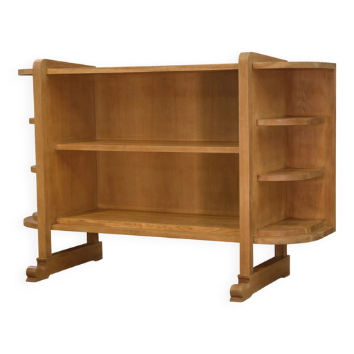 Étagère moderniste Art Déco en chêne des années 1940.