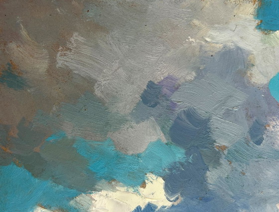 Image 1 of Original Oil Painting Summer Field Landscape Walking through a summer field