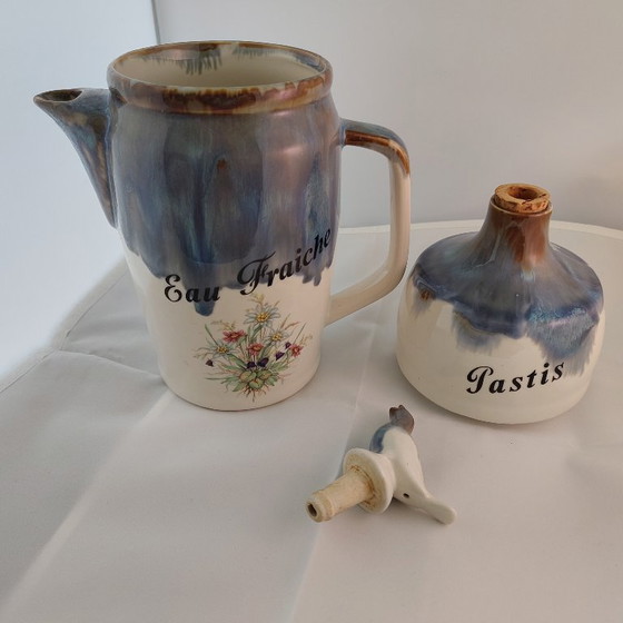 Image 1 of Pastis carafe set with bird. The Pastis can be poured through the beak.