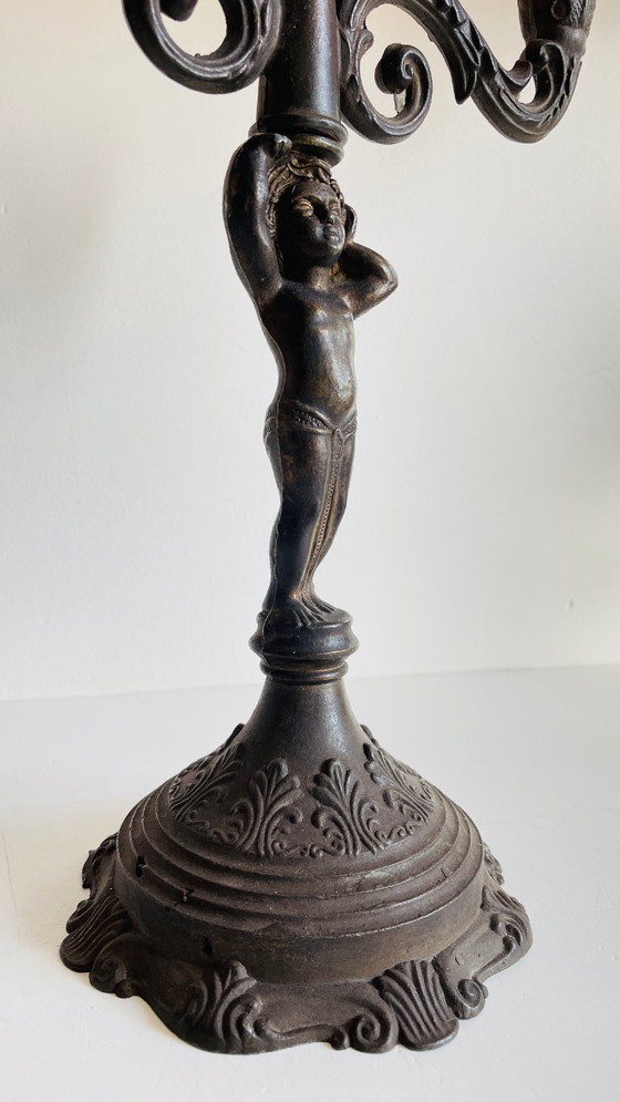 Image 1 of CANDELABRO Candeliere Piccolo Angelo Stile Art Nouveau