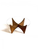 Vintage teak & glas salontafel ‘60
