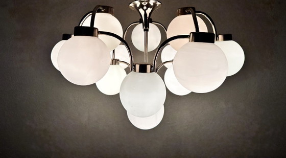 Vintage Boulanger Sputnik Lamp, Ceiling lights, Glass, Metal, Silver (photo 3 of 13)