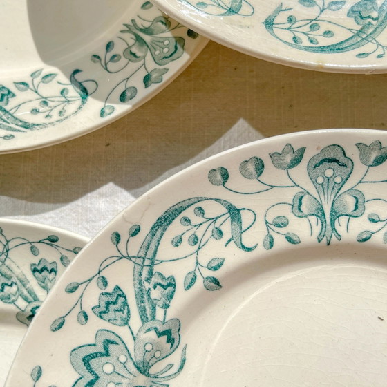Set of 6 Small Antique Ironstone Plates "Figuig" – Longchamp 19th Century – Crockery (photo 5 of 14)