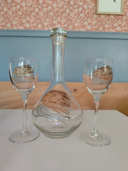 Set di 3 caraffe in vetro vintage Luminarc France anni '70. – glazen karaffen, Glass (photo 2 of 11)