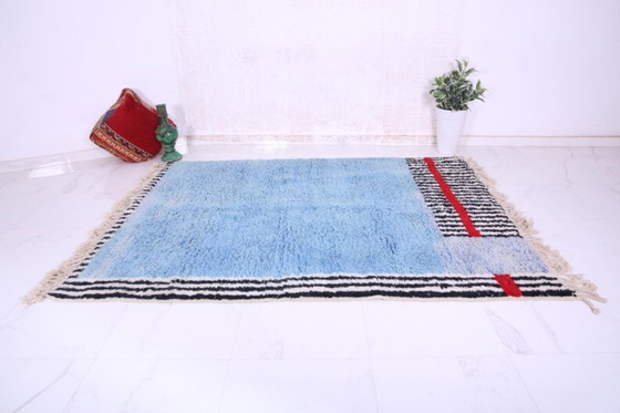 Image 1 of Handmade Beni Ourain Wool Rug: Minimalist Boho Decor 3X2m