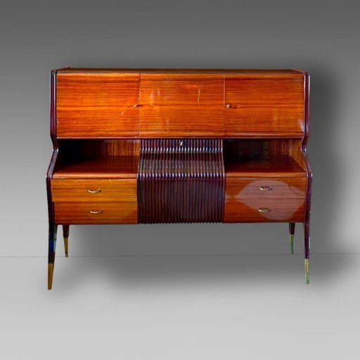 1x Vintage-Sideboard im Art-Deco-Stil mit Barschrank von Osvaldo Borsani