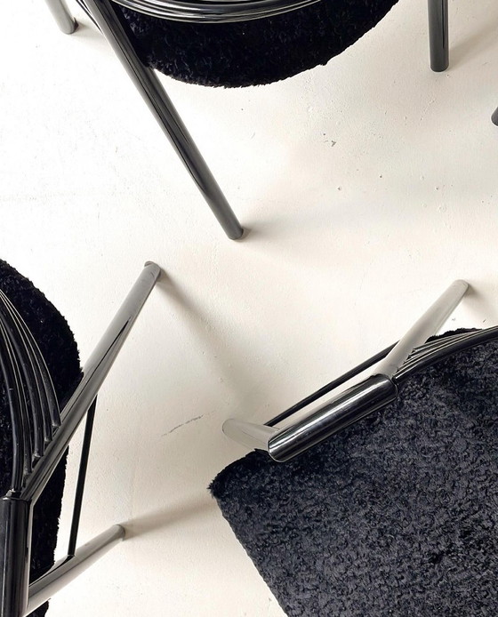 Image 1 of Vintage 80's stoelen zwart opnieuw bekleed
