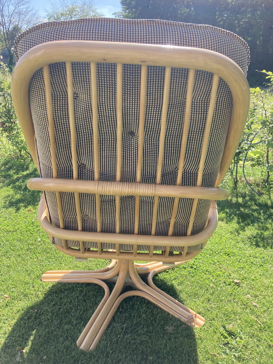 Image 1 of Vintage Bohemian bamboo draai fauteuil 