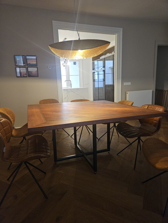 Image 1 of Mesa de comedor roble y latón