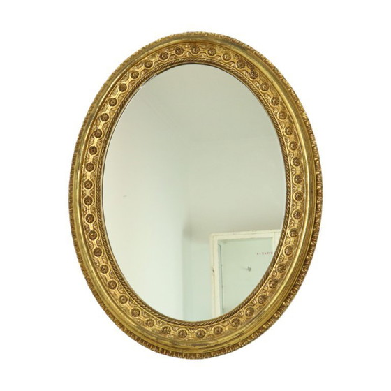 Image 1 of Large Oval Classic Mirror Gold Leaf Baroque Style Flowers 85cm
