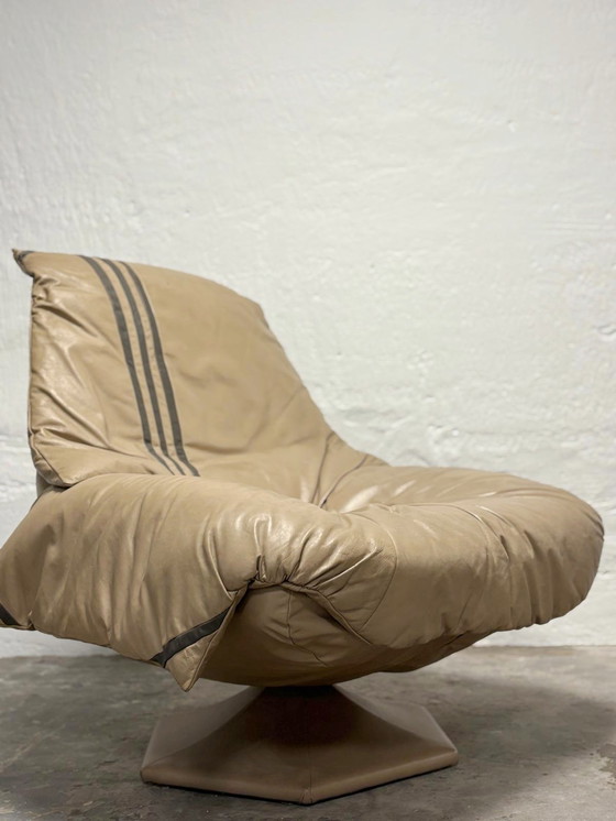 Image 1 of Vintage Space Age leather easy chair and ottoman 