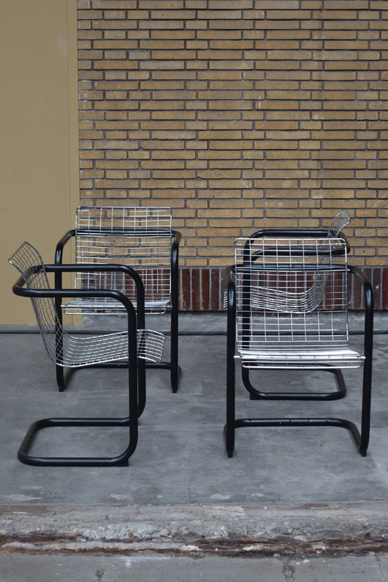 4x Italian Wire Steel Chairs – Dining chairs, Chrome, Iron (photo 3 of 5)