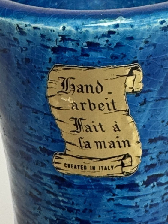 Image 1 of Mid-Century Italian Design Bitossi Rimini Blu Glazed Ceramic Vase. Italy, 1960s.