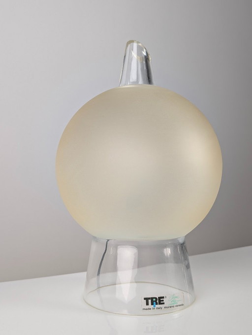 Murano Glass Table Lamp by Itre, Geometric Cone and Frosted Sphere, Venice 1980s – tafellampen