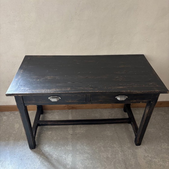 Image 1 of Black table with 2 drawers