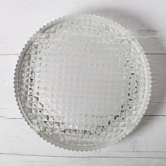 Image 1 of Vintage kristallen glazen asbak, ronde asbak uit het midden van de 20e eeuw / Italië / jaren 60