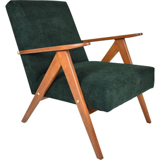Vintage Sessel grün Wald Stoff, skandinavischen 1960er Jahren