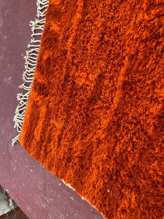 Image 1 of Terracotta Beni Ouarain tapijt 260x260 cm – Handgemaakt Marokkaans wollen tapijt – Opvallend Berber design