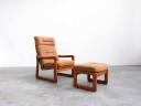 Vintage Holstebro Møbelfabrik High-Back Armchair with Ottoman – Teak & Leather | 1970s