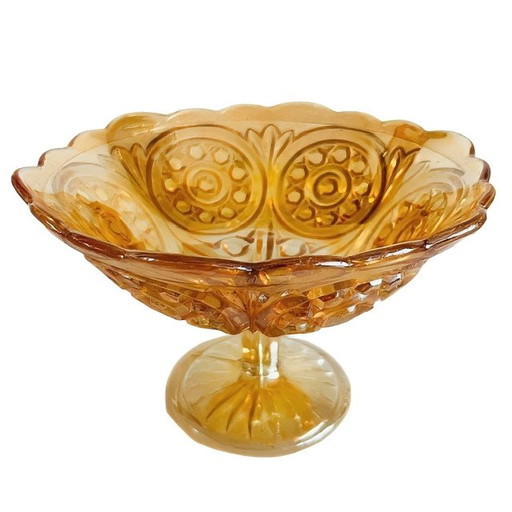 Vintage Fenton Carnival glazen snoepschaal uit de jaren 60