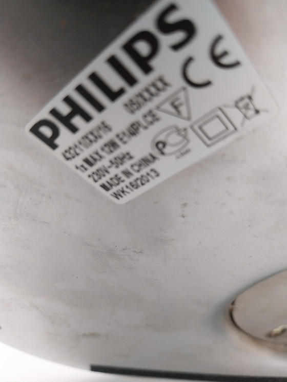 Image 1 of 1 set di 2 lampade da tavolo Philips con sfera opalina e cromo anni '90