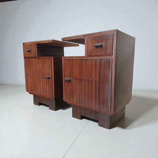 Antieke mahonie set nachtkastjes Art Deco