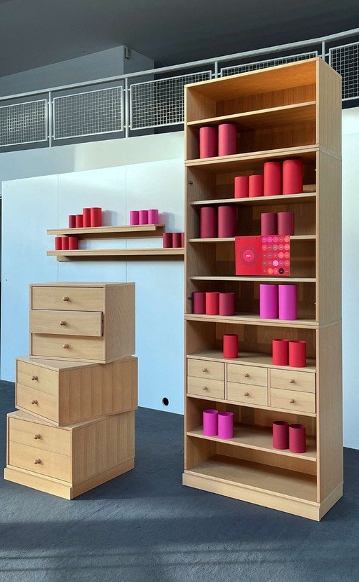 'Die Collection' Wohnwand 8-teilig mit Vitrine, Schubladenkonsolen, Bücherborden in Esche natur Esche