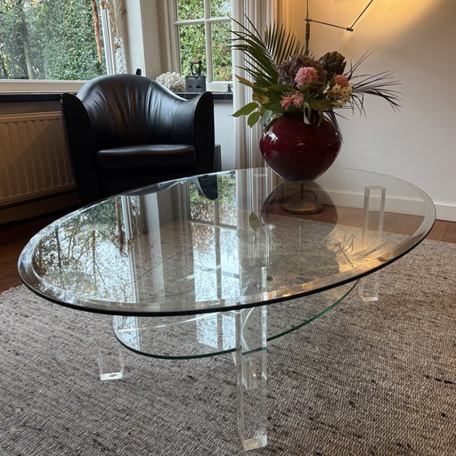 Glazen ovale salontafel