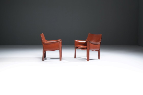 Image 1 of Splendida e antica sedia da pranzo in pelle Cab 414 di Mario Bellini per CASSINA Italia