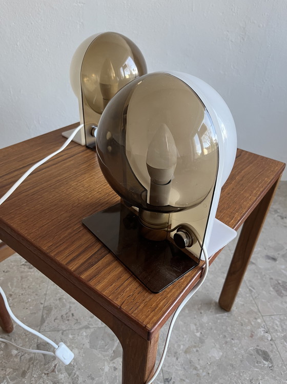Image 1 of 2 lámparas de mesa originales “Harvey Guzzini Sirio 1970”