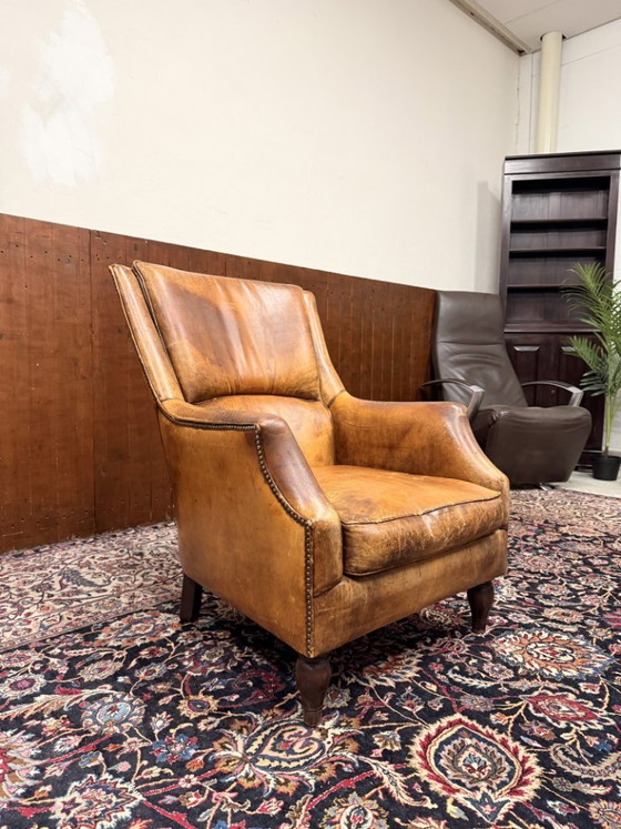 Set Classic English Sheep Leather Armchair and Ottoman – Bendic International, Wood (photo 9 of 14)