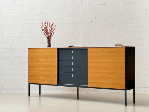 High-quality sideboard with sliding doors and drawers, 1980s