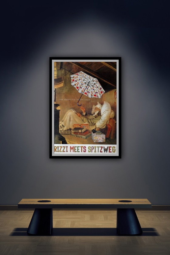 Image 1 of James Rizzi: "Meets Spitzweg" Original Licensed Poster. High Print Quality and in Excellent Condition.