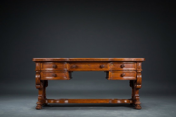 Image 1 of Neo-Renaissance-Schreibtisch, 1920er Jahre