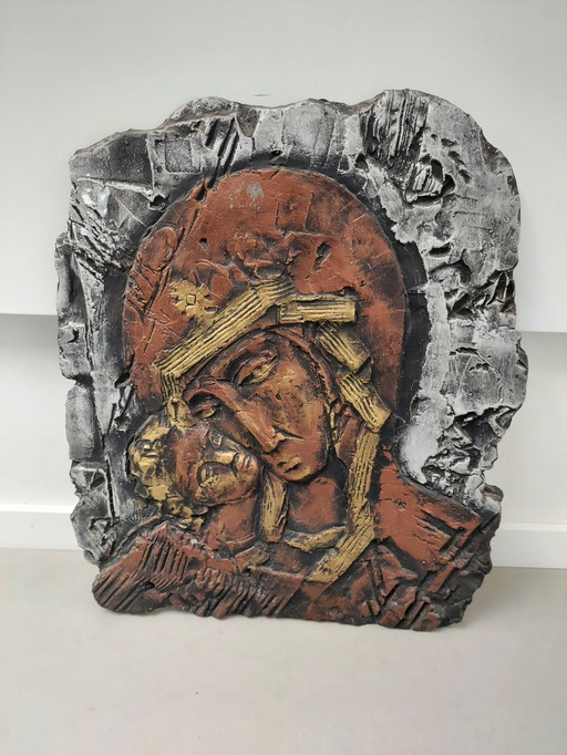 Plaque Madone et Enfant Jésus