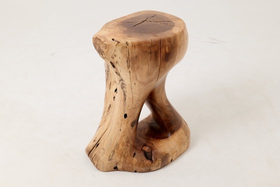 Image 1 of Sculptural Stool/Side Table, Walnut, Carved, Unique, Logniture