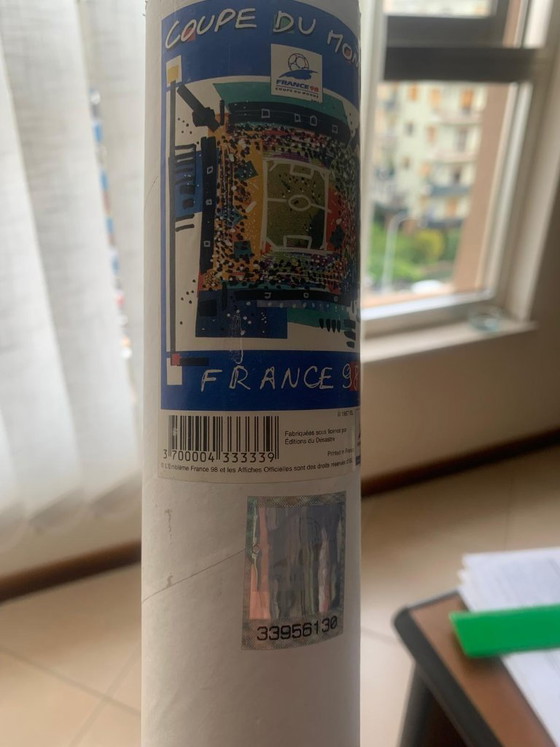 Image 1 of Affiche officielle de la Coupe du Monde France 98 - Nathalie Le Gall - État neuf avec tube d'origine